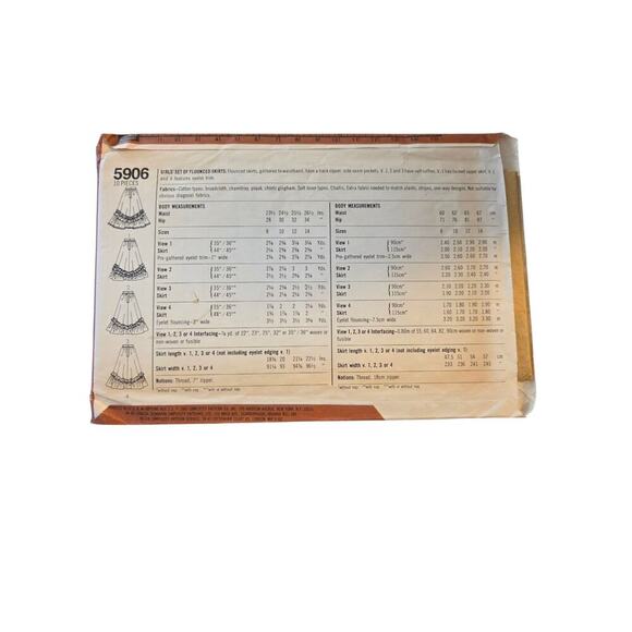 Vintage Simplicity Girls' Set of Flounced Skirts Pattern #5906 Size 12 UNCUT - Picture 2 of 2